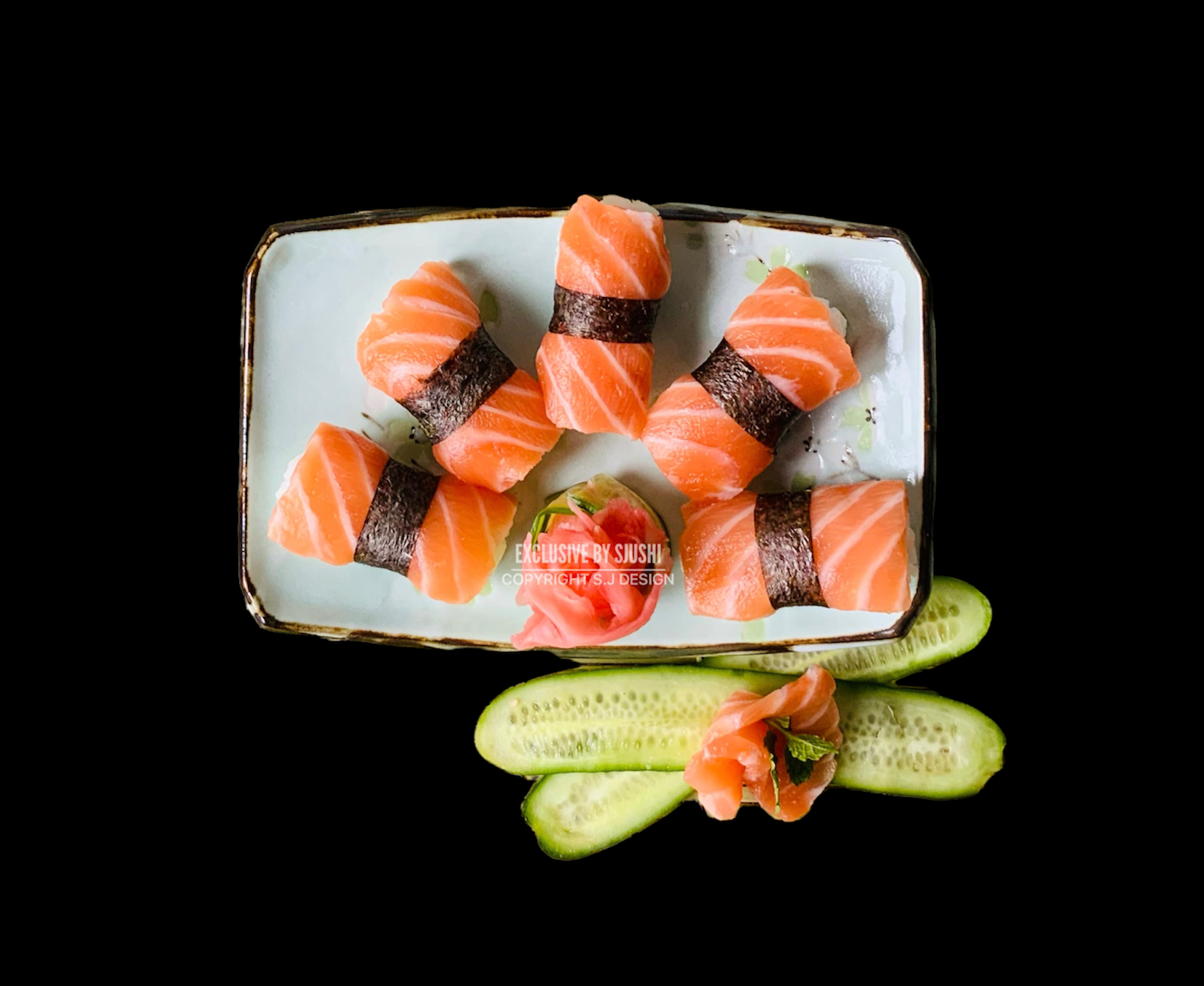 Op eikenhout gerookte aal met huisgemaakte yuzu dressing, verfraaid de smaak van deze Nigiri’s.